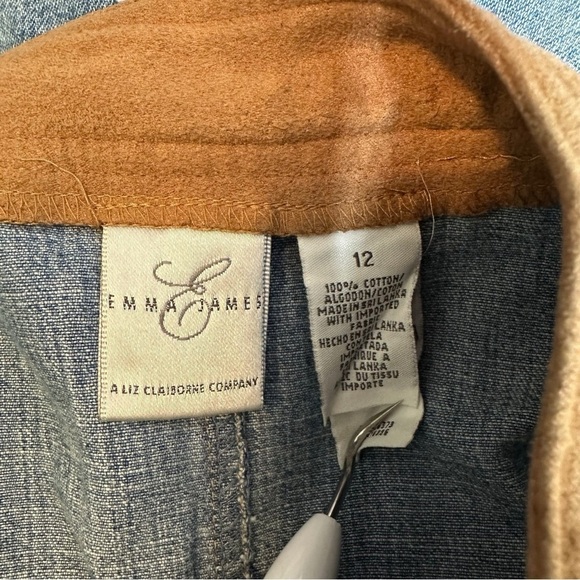 Emma James Blue Denim Suede Waist Cotton Skirt Women’s Size 12 - Picture 4 of 5